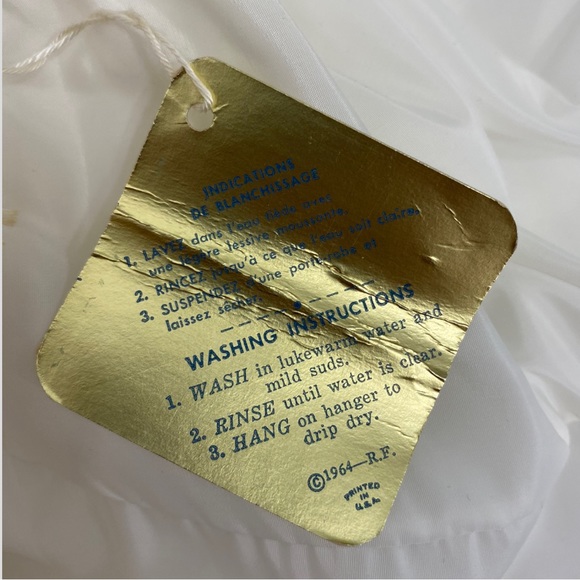 Vintage 60s Deadstock White Maxi Slip with Embroidered Trim NWT Medium - Picture 7 of 10